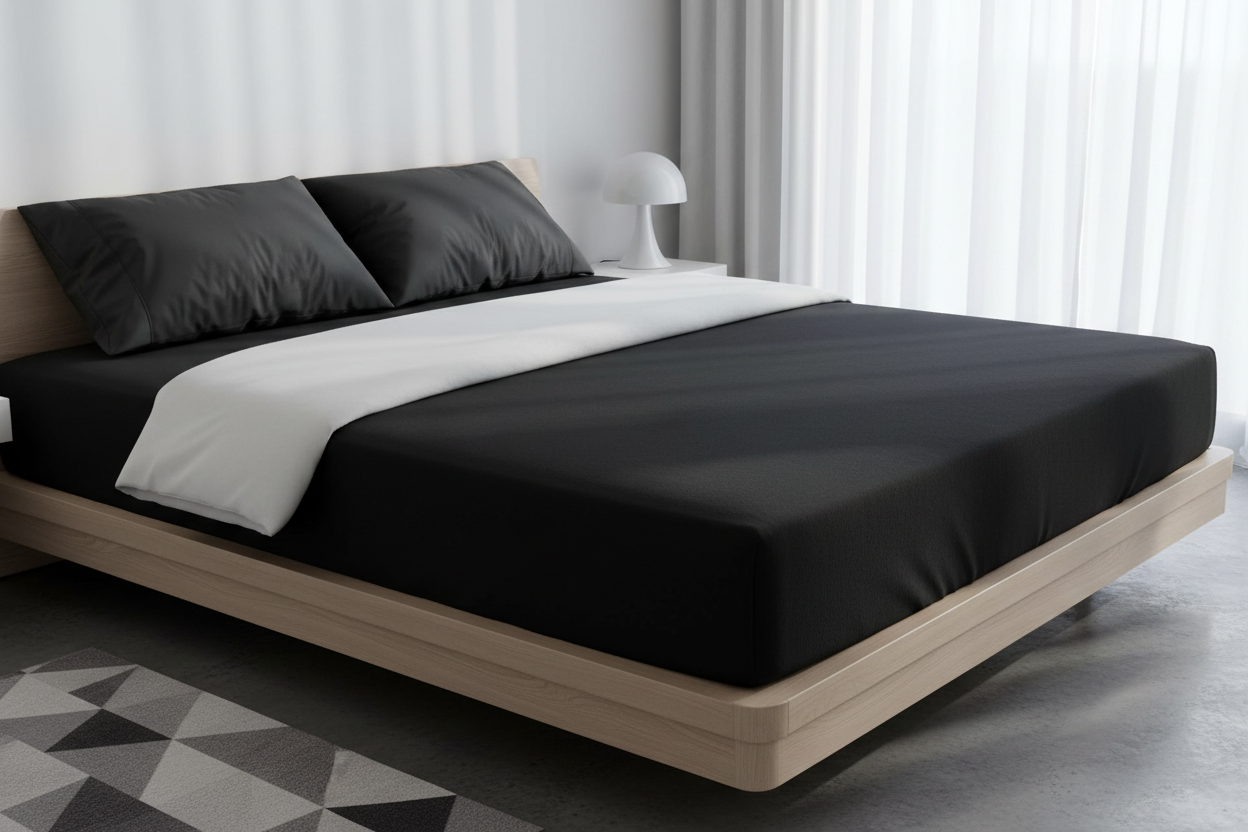 100% Cotton Jersey Sheet Black Fitted Sheet