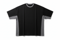 Black Oversize Ringer T-Shirt with Gray Panels