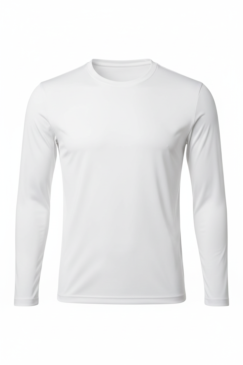 Premium White Lycra Full Sleeves Tee with 4-Way Stretch